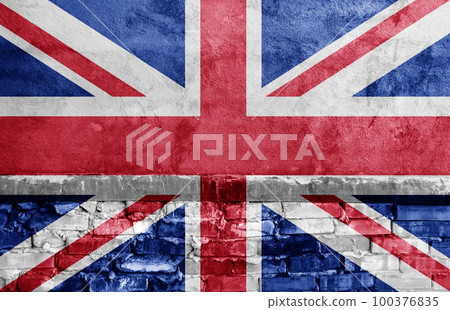 Flag painted on the brick wall 100376835