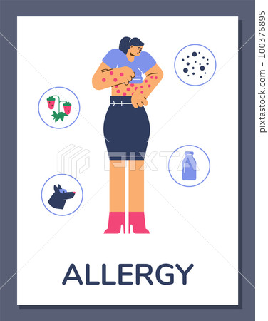 Poster or vertical banner about allergy flat style, vector illustration Poster or vertical banner about allergy flat style, vector illustration 100376895