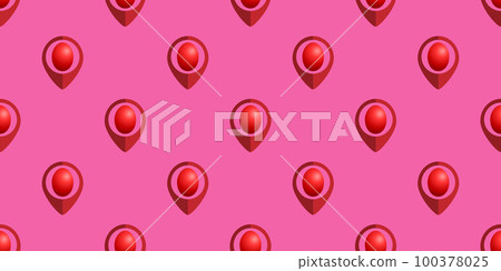 Red pin location with easter egg inside pattern. Vector illustration. Red pin location with easter egg inside pattern. Vector illustration. 100378025