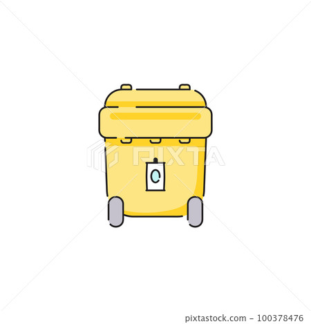 Trash Can - A vector cartoon illustration of a aluminum Trash Can