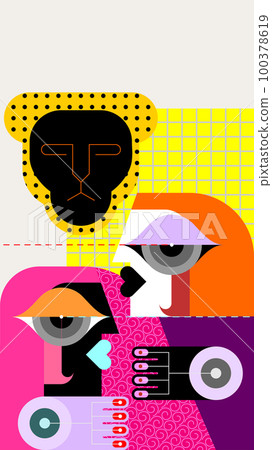 women and wild cat 100378619