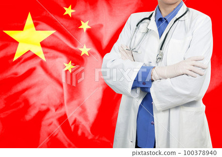 Doctor standing with the flag 100378940