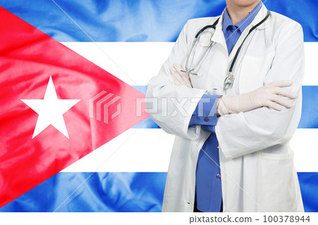 Doctor standing with the flag 100378944
