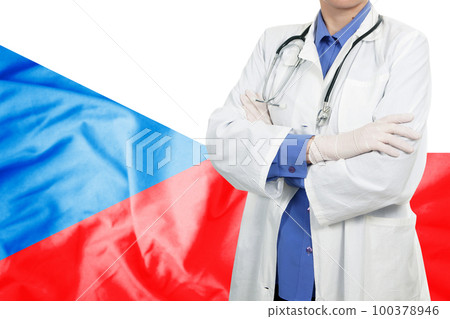 Doctor standing with the flag 100378946