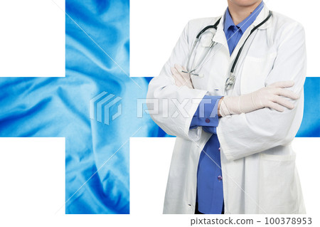 Doctor standing with the flag Doctor standing with the flag 100378953