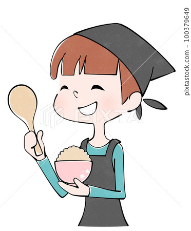 一個女人端糙米的插圖 100379649