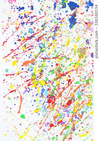 water colour splash on white paper, colorful art design 100380534