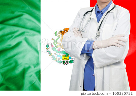 Doctor standing with the flag 100380731