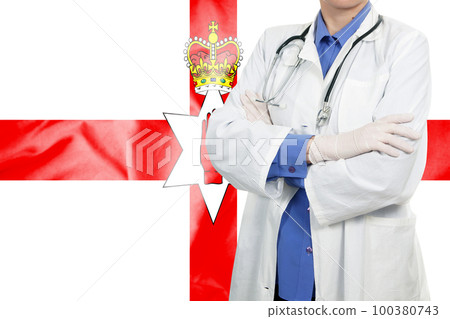 Doctor standing with the flag Doctor standing with the flag 100380743
