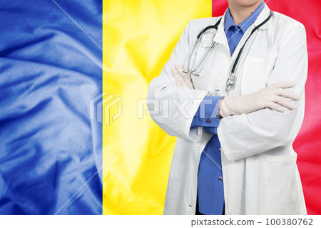 Doctor standing with the flag 100380762