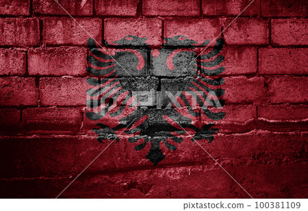 Dark brick wall with the flag Dark brick wall with the flag 100381109