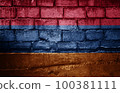 Dark brick wall with the flag 100381111