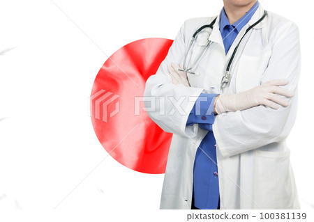 Doctor standing with the flag Doctor standing with the flag 100381139