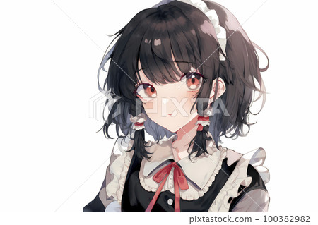 穿著褶邊女僕裝的女人“AI 生成的圖像” 100382982