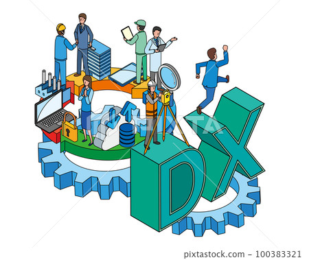 Image of people working with digital transformation Image of people working with digital transformation 100383321