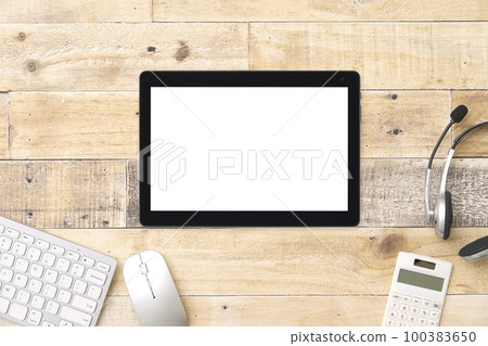 Business desk with a tablet Bird's-eye view shot Unmanned 100383650
