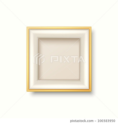 Vector 3d Realistic White and Golden Decorative Vintage Frame, Border Icon Closeup Isolated on White Background. Square Photo Frame Design Template for Picture, Border Design, Front View 100383950