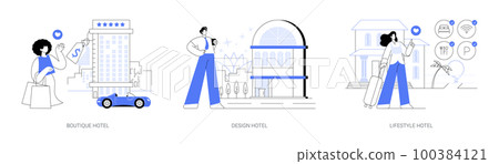 Holiday accommodation abstract concept vector illustrations. 100384121