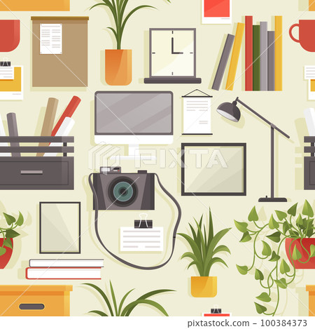 Set of various items for interior design of living room or office and apartment furnishings 100384373