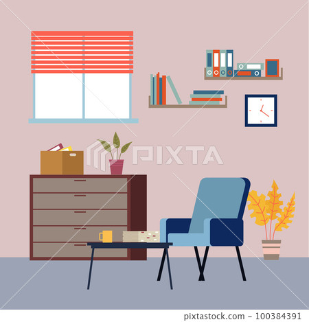 Interior design living room, place for relax in office. Furniture in regular home with no people 100384391