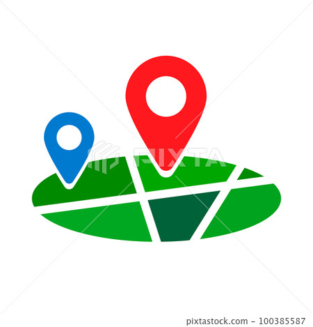 在平面設計中的城市和地圖圖釘圖標。向量。 100385587