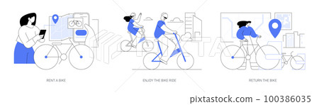 City bike rental abstract concept vector illustrations. 100386035