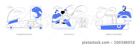 Fishing boat abstract concept vector illustrations. 100386058