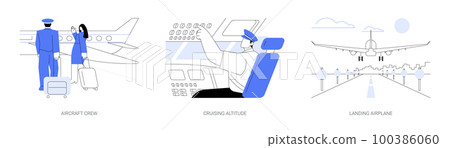 Airway transportation abstract concept vector illustrations. 100386060