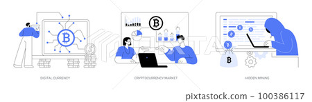 Digital money turnover abstract concept vector illustrations. 100386117