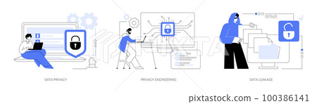 Personal data protection abstract concept vector illustrations. Personal data protection abstract concept vector illustrations. 100386141