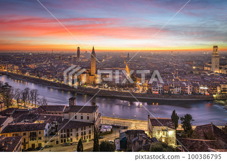 Verona, Italy Skyline on the Adige River 100386795