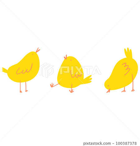 Cute cartoon chickens set. Minimalistic hand drawn farm animal, Easter chick for textile print, card, children game, poster Cute cartoon chickens set. Minimalistic hand drawn farm animal, Easter chick for textile print, card, children game, poster 100387378