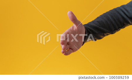 Male hand offering a handshake 100389259