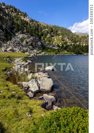 Summer landscape in La Cerdanya, Pyrenees mountain, Catalonia, Spain. 100389351