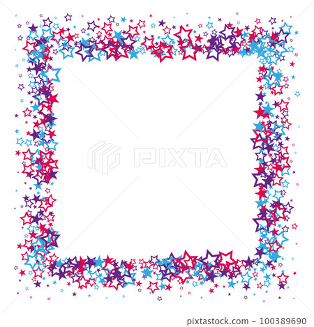 Colored bright elements in the form of stars, frame design. Colored stars, colored confetti in the form of stars on a white background, design element. vector illustration. Festive decoration, frame Colored bright elements in the form of stars, frame design. Colored stars, colored confetti in the form of stars on a white background, design element. vector illustration. Festive decoration, frame 100389690