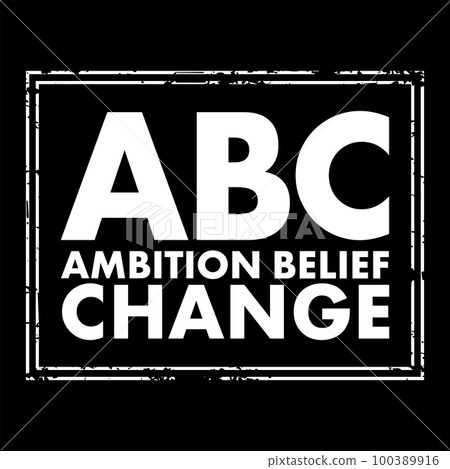 ABC - Ambition Belief Change acronym text stamp, business concept background 100389916