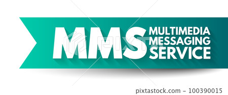 MMS Multimedia Messaging Service - standard way to send messages that include multimedia content to and from a mobile phone over a cellular network, acronym text concept background 100390015