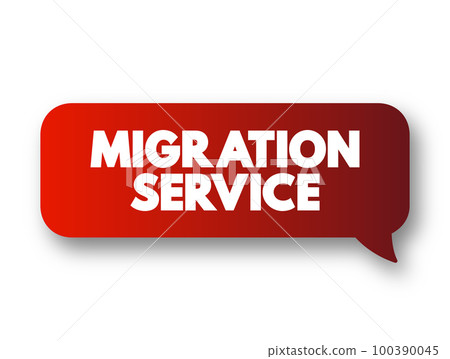 Migration Service text message bubble, concept background Migration Service text message bubble, concept background 100390045