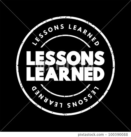 Lessons Learned text stamp, concept background 100390088