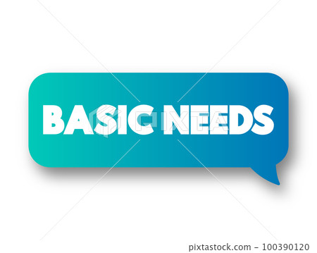 Basic needs - one of the major approaches to the measurement of absolute poverty in developing countries, text concept message bubble 100390120