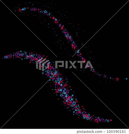 Colored bright elements in the form of stars, decoration on a black background Colored bright elements in the form of stars, decoration on a black background 100390181