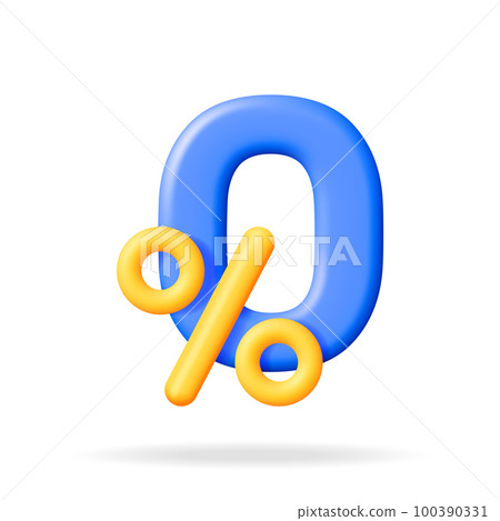 3D Realistic Zero Percent Sign Icon 100390331
