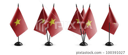 Small national flags of the Vietnam on a white background 100391027