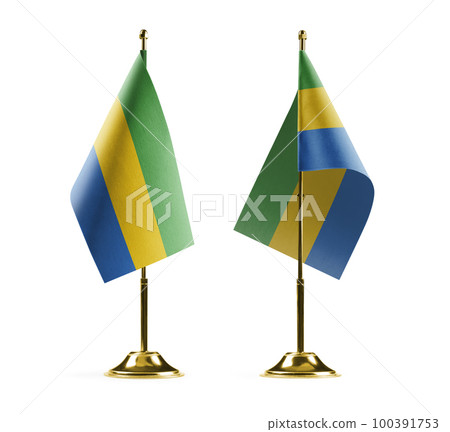 Small national flags of the Gabon on a white background 100391753