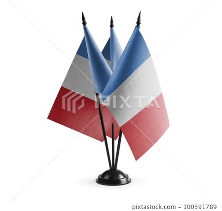Small national flags of the France on a white background 100391789