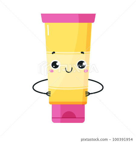 Cute Drug and Medicine Tube with Smiling Face and Arms Vector Illustration Cute Drug and Medicine Tube with Smiling Face and Arms Vector Illustration 100391954