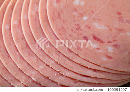 Closeup of chopped pork ham 100391997