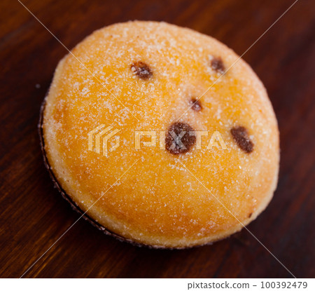 Berliner dessert, donut with sugar 100392479