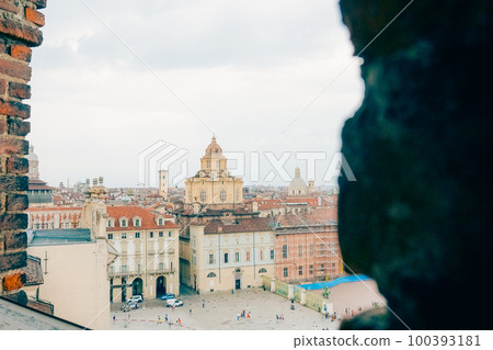 Turin, Piemonte, Italy - June 23, 2022: View of Turin from Palazzo Madama Tower 100393181