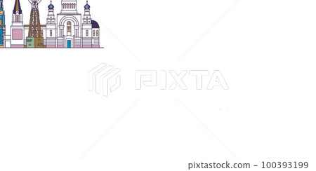 Russia, Vladikavkaz tourism landmarks, vector city travel illustration Russia, Vladikavkaz tourism landmarks, vector city travel illustration 100393199
